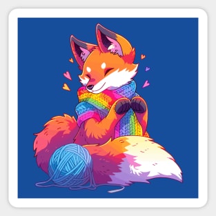 A fox that just finished knitting a nice scarf Sticker